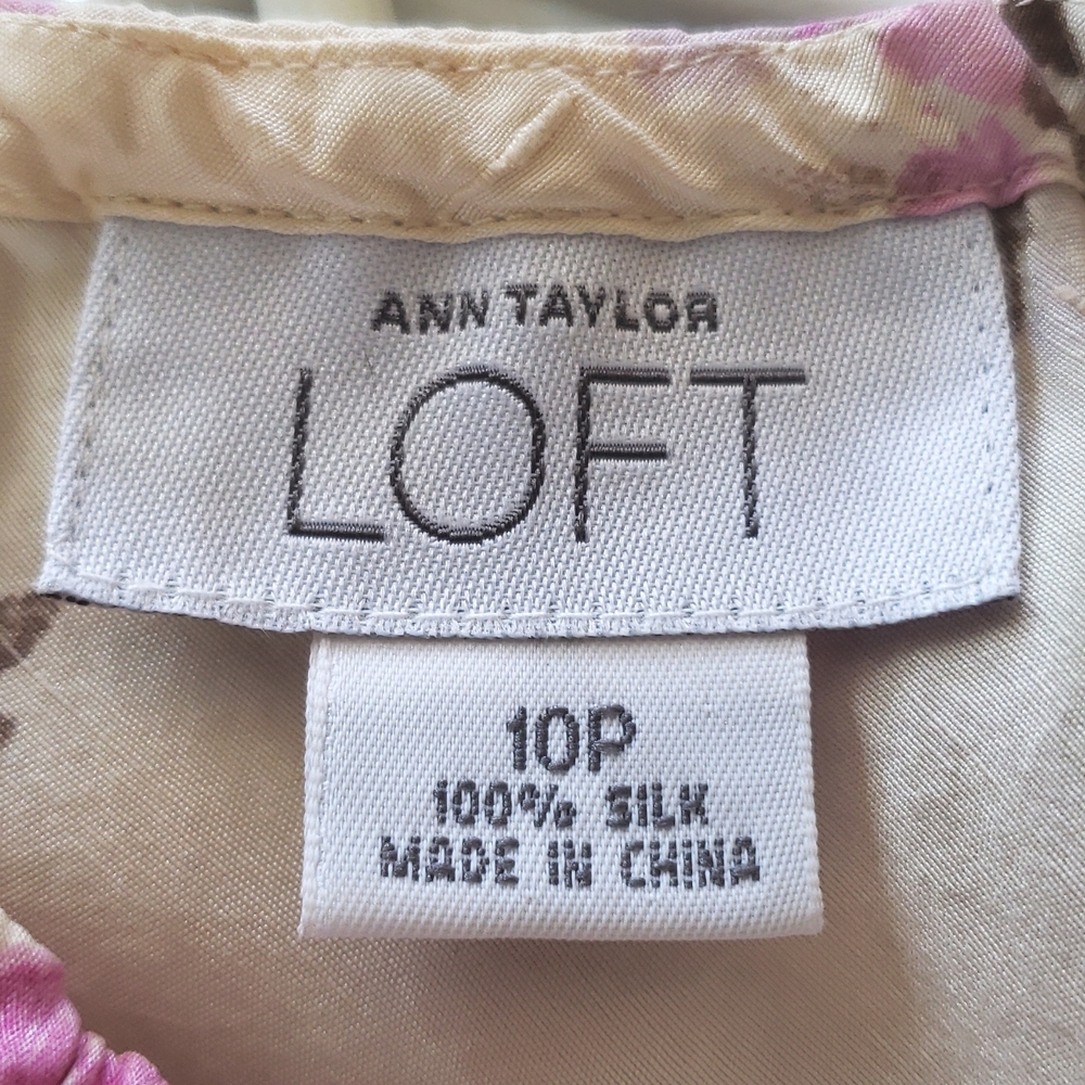 LOFT Ann Taylor 100% Silk Floral Halter Top Cream Pink Purple Lilac • SIZE SMALL - Picture 8 of 8